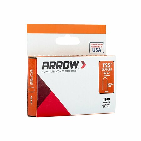 Arrow Fastener Cable Staples, 18 ga, Round Crown, 9/16 in Leg L, Steel 259